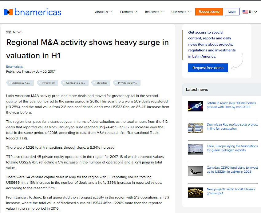 Regional M&A activity shows heavy surge in valuation in H1